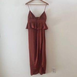 Shona Joy Orange/Rust MIDI Satin Dress